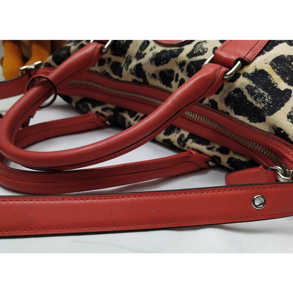 Coach Rory Multicolor Ocelot Cheetah Canvas Leather Trim Satchel Shoulder Bag - Picture 13 of 16